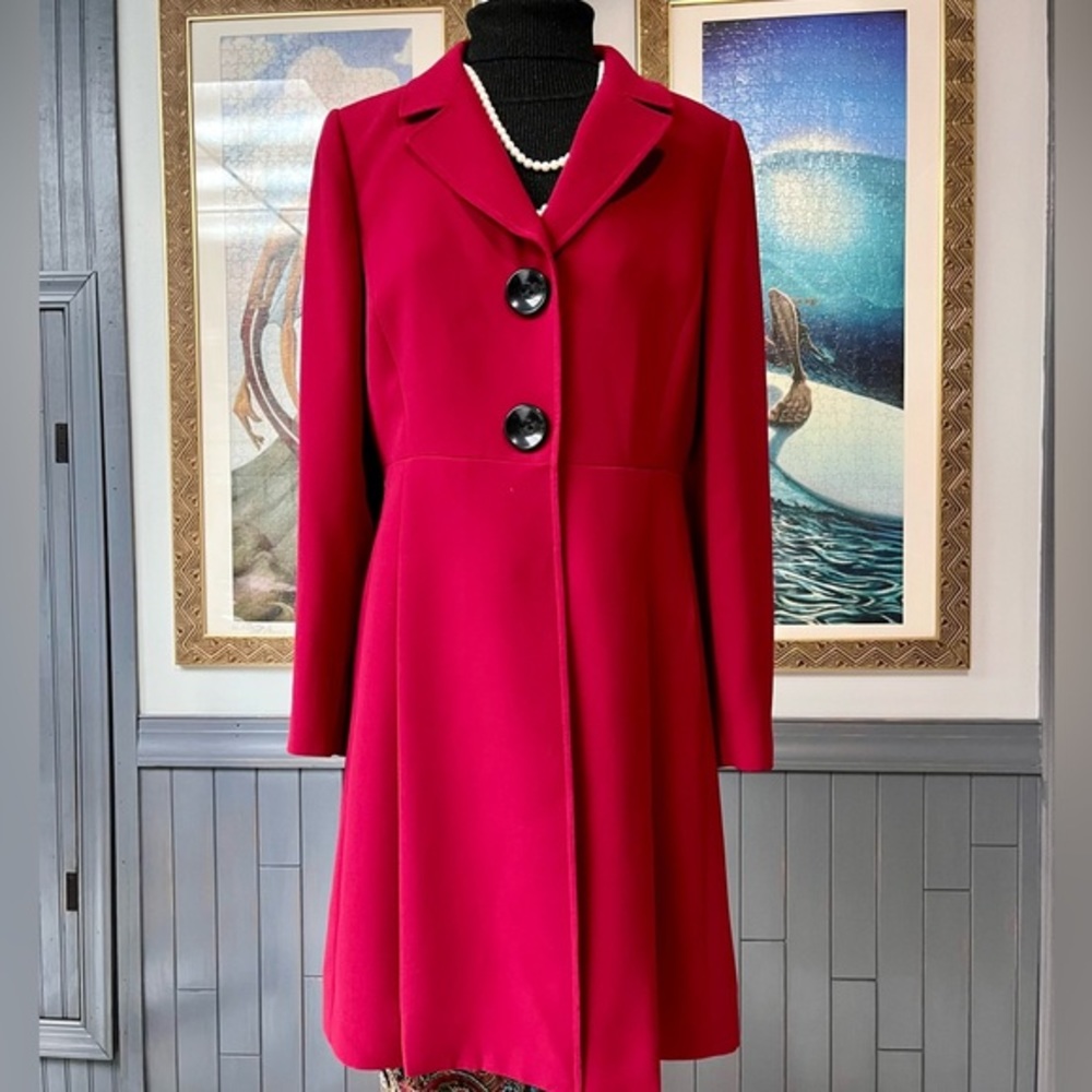 Tahari Red Long Peacoat